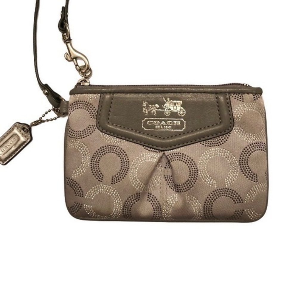 Coach silver Gray optic c Madison wristlet